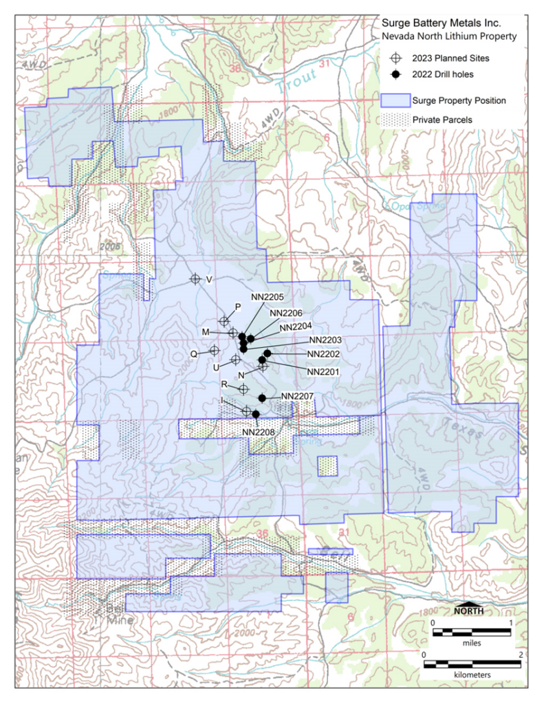 Surge Battery Metals Phase 2 Drill Location Map